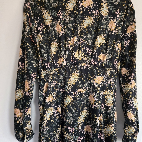 Zara Blogger FAV Floral Midi Dress high mock neck full A-line skirt curved hem S - Picture 5 of 12